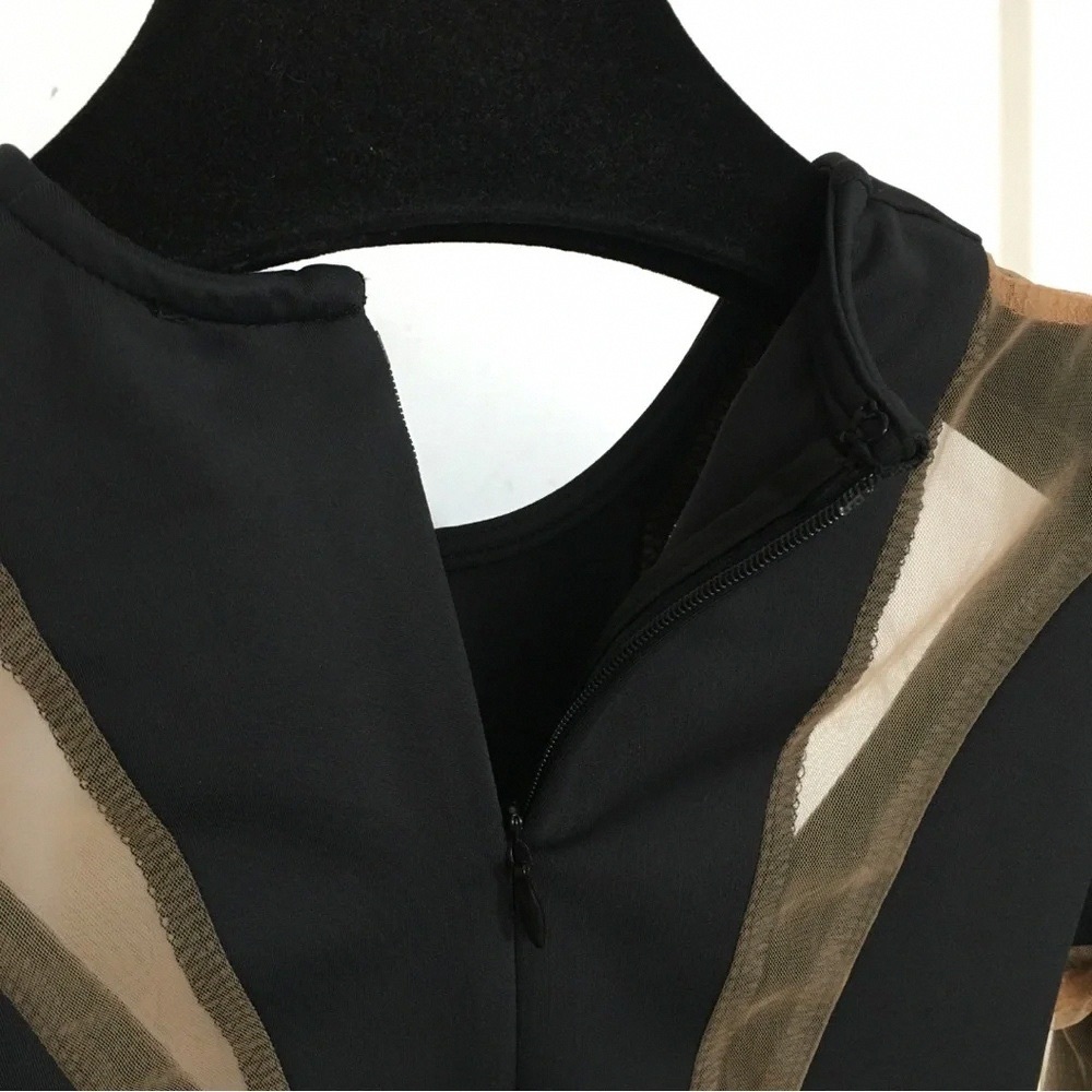 Mugler Sheer Mesh Cutout Bodysuit Black Long Sleeve - Picture 5 of 8